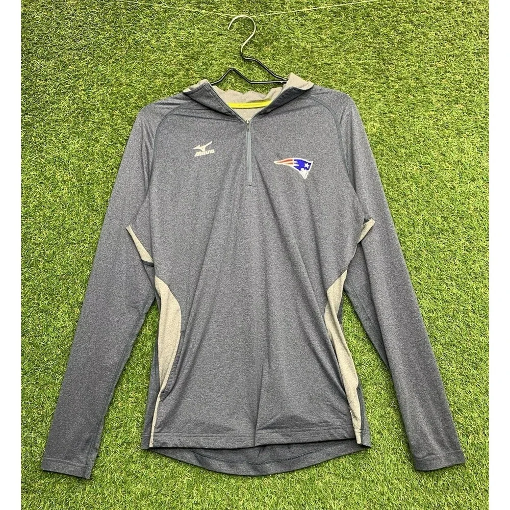 New England Patriots 1/4 Zip Mens Large Grey Pullover Windshirt Baseball Mizuno